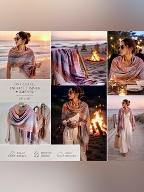 Cashmere “like” NIP large plaid scarf with fringe. Pink, greys, blues. Stunning